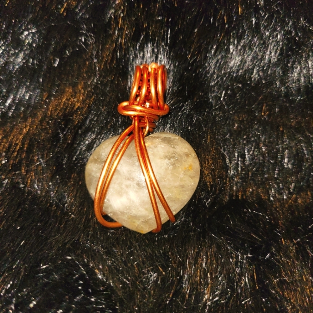 Copper pendant with yellow jasper heart